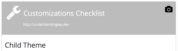 Customizations checklist sample screenshot
